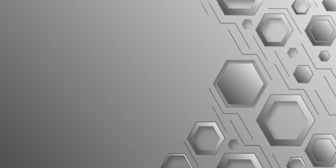 Futuristic Hexagonal Metallic Background with 3D Effect. Abstract Geometric Tech Design with Metallic Hexagons. Metal. Hexagon. 