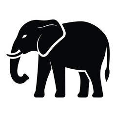 Elephant Icon Silhouette Vector on White Background - Vector Illustration