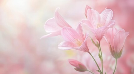 Fototapeta premium Softly Lit Pink Flowers Arranged In Delicate Artistic Display