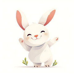 Obraz premium Adorable and Playful Rabbit Engaged in Various Activities, Minimalist and Logo-Style Designs illustrator.
