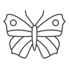 Butterfly thin line icon, wildlife beauty concept. Vector graphics. Insect with wings sign on white background, outline style icon for mobile or web design.