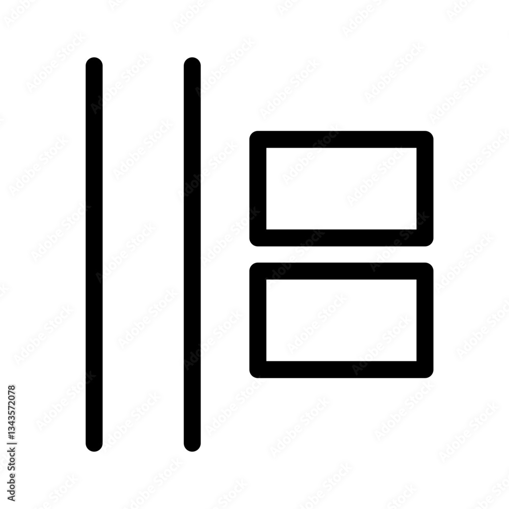 Aufkleber split view layout minimalistic vector icon for user interfaces, design applications, and digital wor