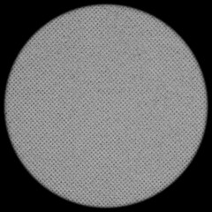 black and white photo of flat round canvas against black