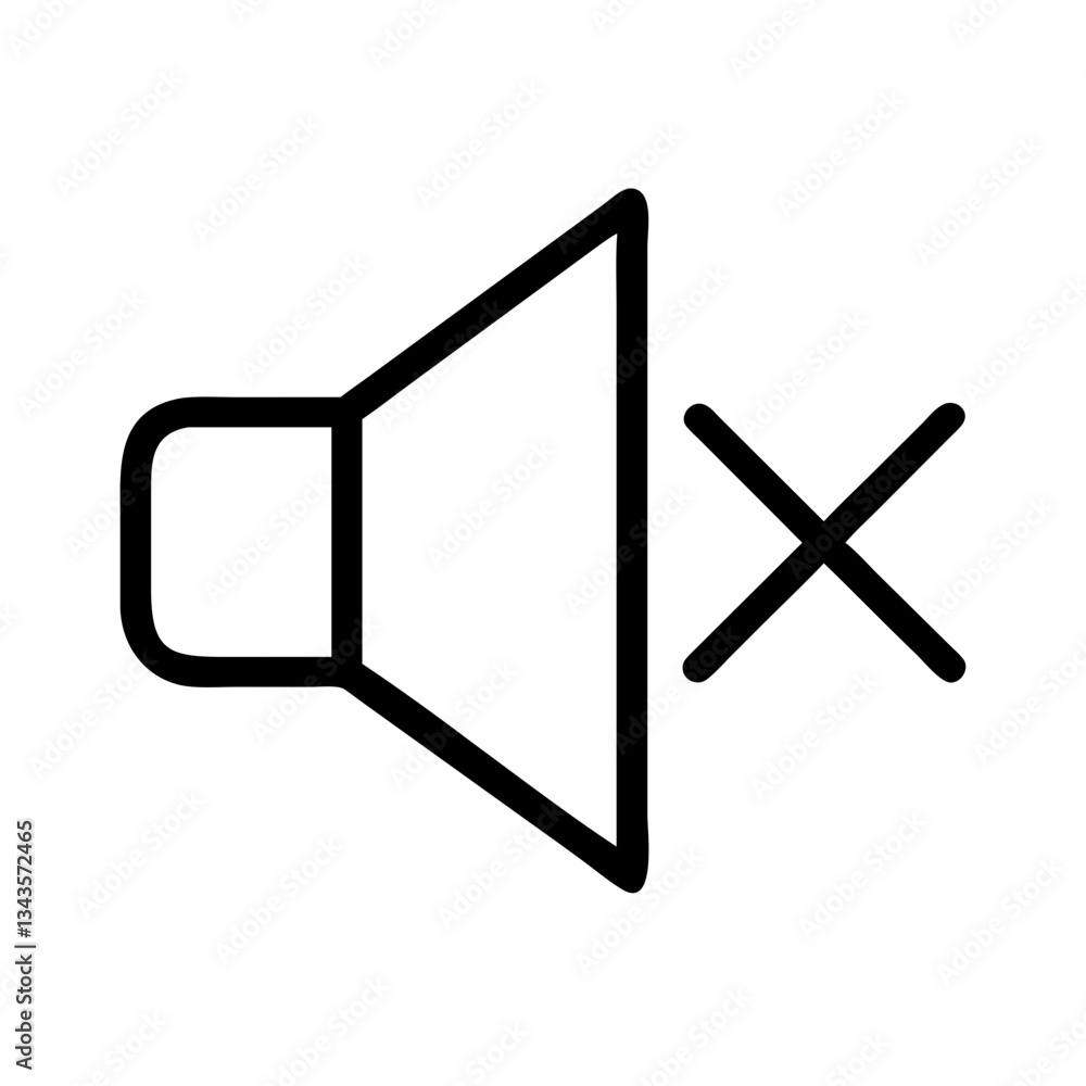 Poster mute speaker minimalistic vector icon for audio settings, sound control interfaces, and digital appl