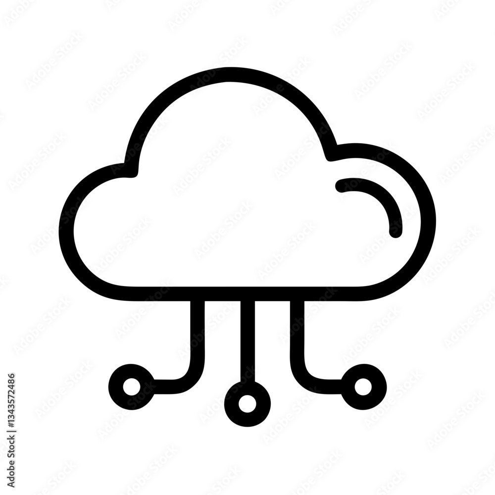 Poster cloud server vector icon for data storage, cloud computing infrastructure, technology branding, and 