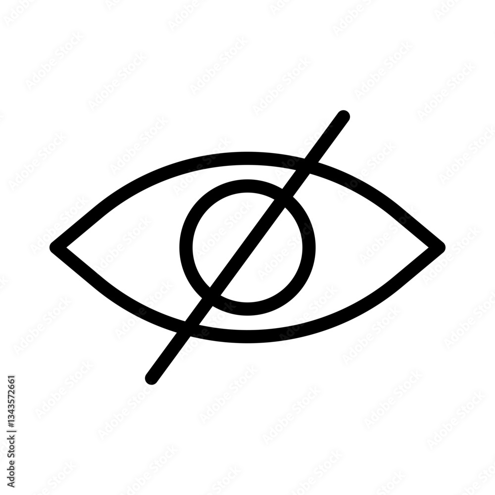 Poster eye with diagonal line icon for visibility off, privacy settings, and hidden interface elements - fl