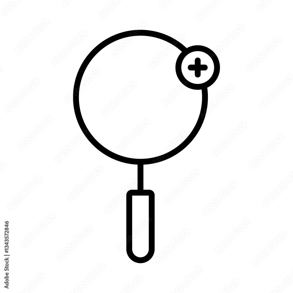 Poster magnifying glass with plus icon for zoom-in functionality, search tools, and digital applications - 