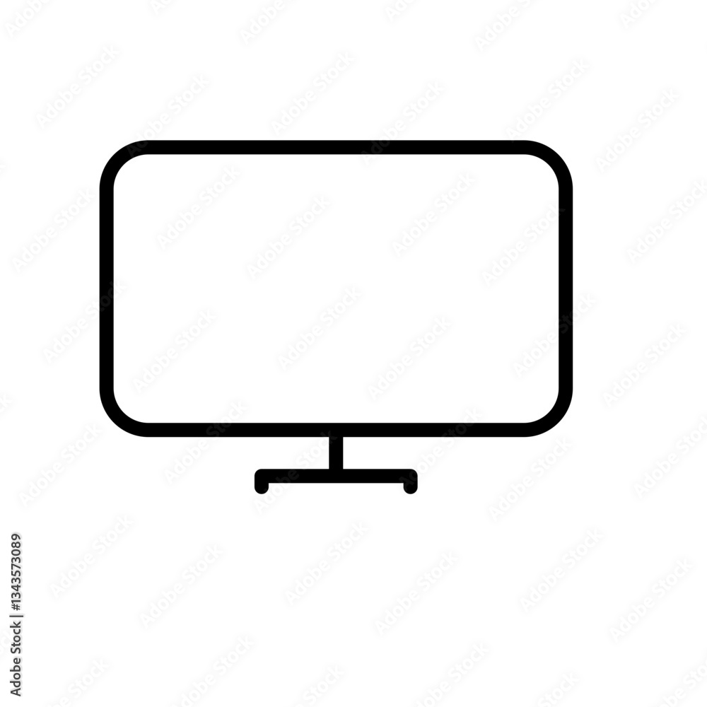 Poster computer monitor icon for technology tools, workspace visuals, and digital interface designs - flat 