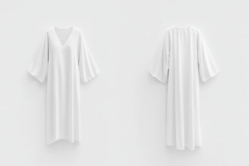 Elegant white nightgown displayed on a minimalist white background showcasing its soft texture and flowing design
