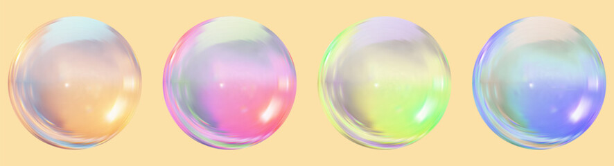 Realistic glossy colored  glass ball.Abstract 3D light bubble with glare.Geometric abstract shape.
