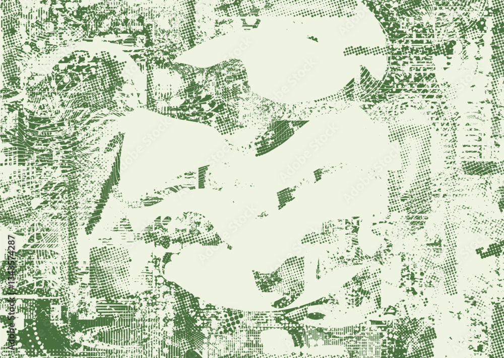 Fototapete Background with glitch distorted grunge textures . grunge background texture with halftone dots, glitched shapes, textures and lines .Screen print vector background with grunge textured surface.