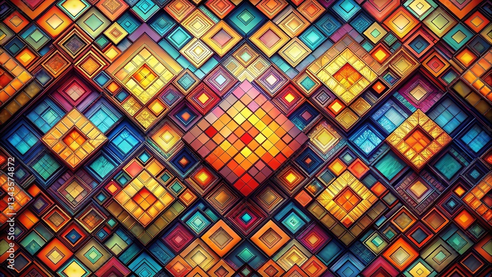 Poster abstract square pattern background with copy space - left alignment