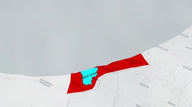 Detailed map of Gaza Khan Younis roads, landmarks, boundaries, and key locations for navigation and reference