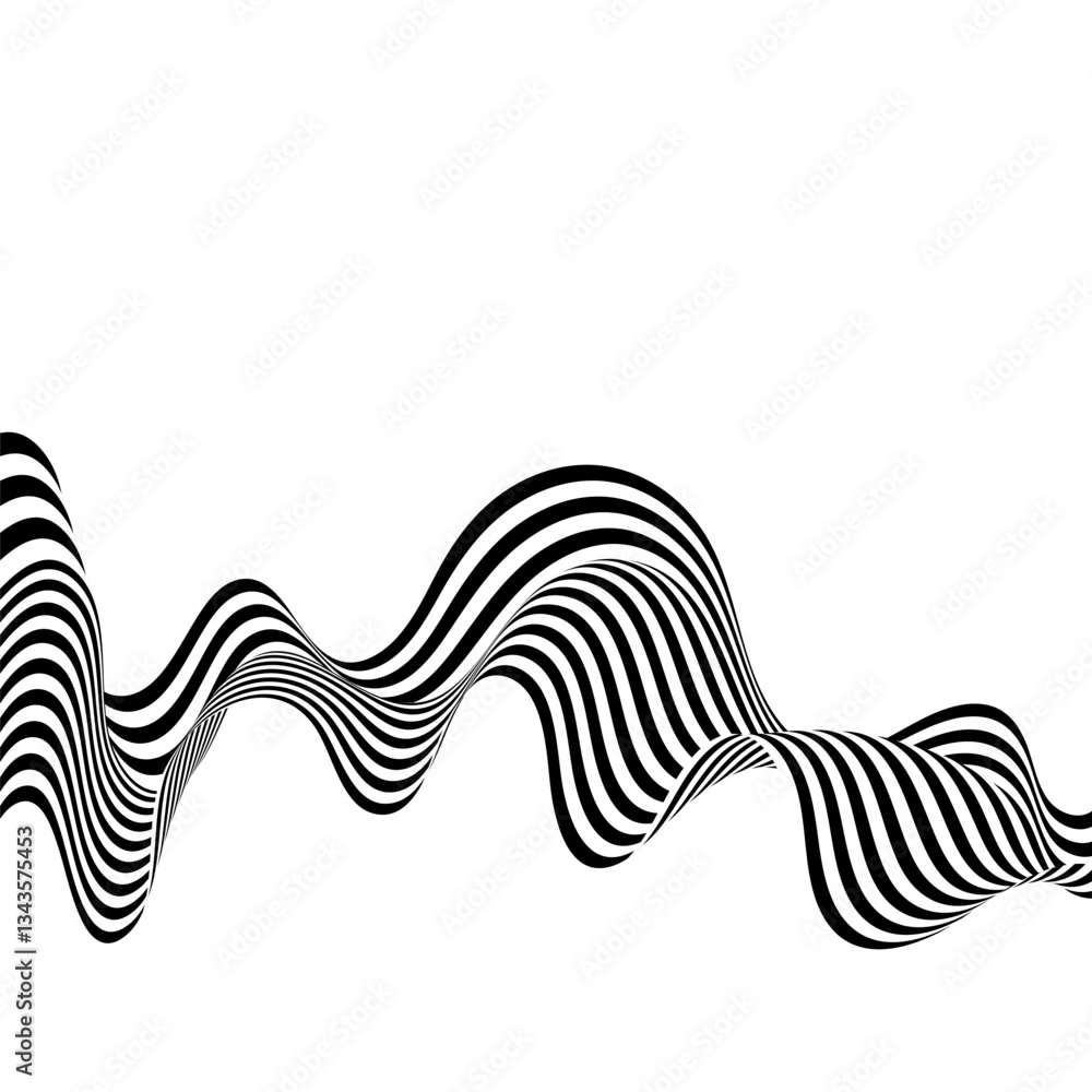 Poster abstract background with wave lines. dynamic abstract vector design. 3d optical illusion- line art. 