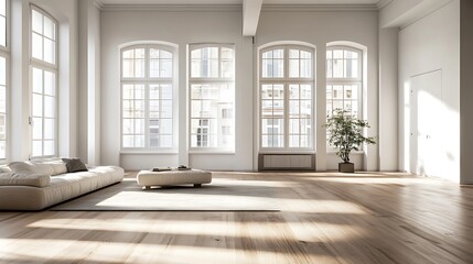 Bright, spacious, modern living area with large windows