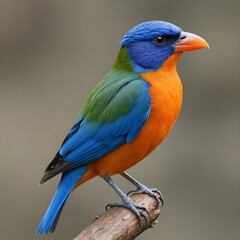 Obraz premium Orange breasted Trogon perching on a branch