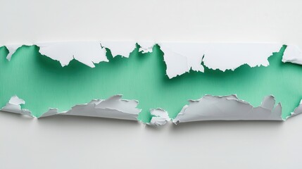 Torn green and white paper for using as a text box