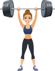 Obraz premium 3D Weightlifter Raising Barbell vector illustration. Realistic Athlete Lifting Weights. Powerlifting Action 3D Illustration