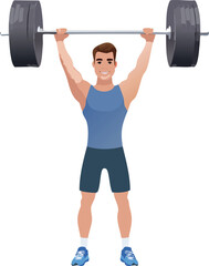 3D Weightlifter Raising Barbell vector illustration. Realistic Athlete Lifting Weights. Powerlifting Action 3D Illustration