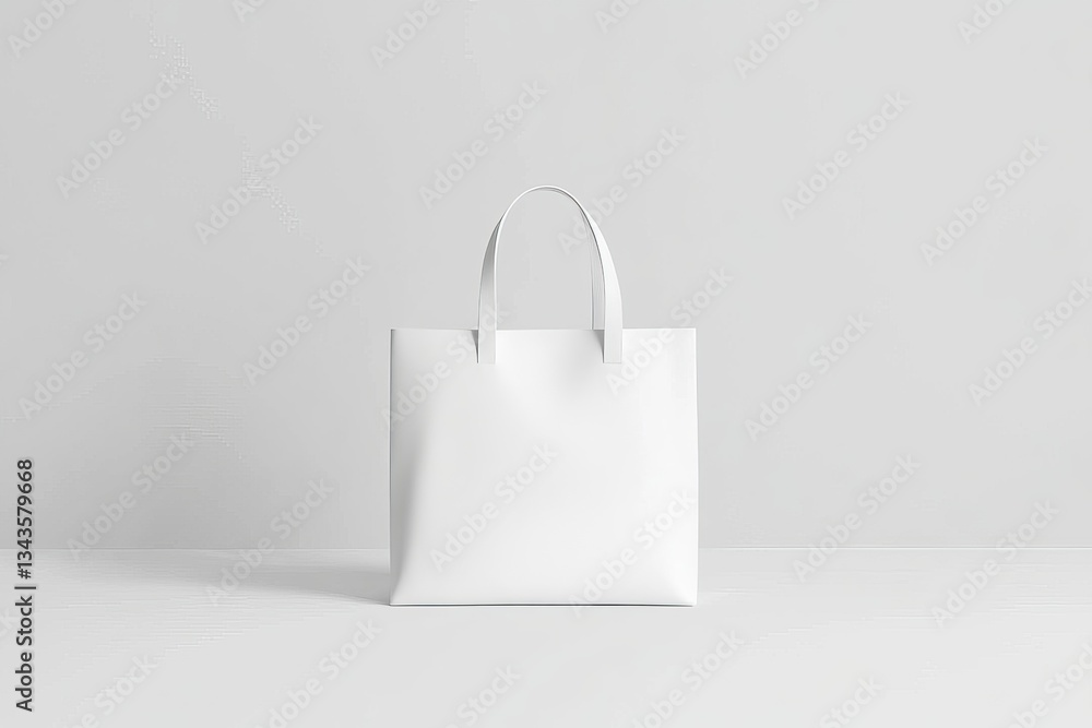 Poster minimalist white mock-up bag design on a blank background showcasing versatility for branding and ma