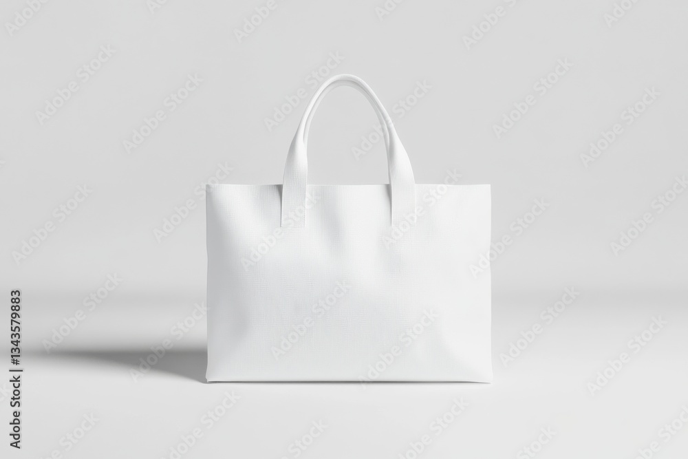 Poster minimalist white mock up bag showcasing simple design and texture for branding and display purposes