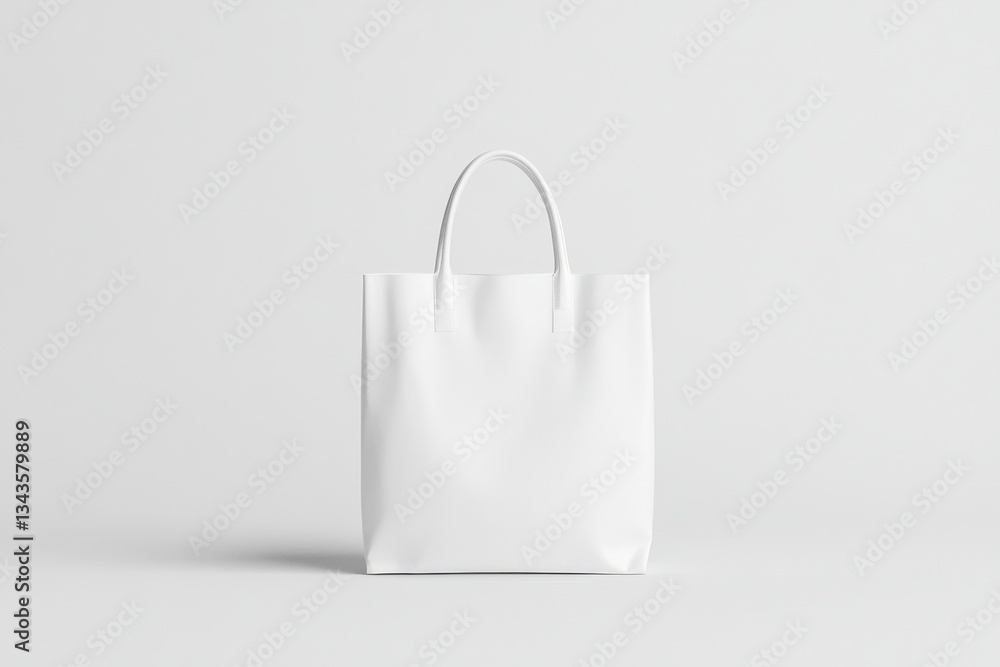 Poster minimalistic white mock up tote bag on a clean background for product display and design purposes