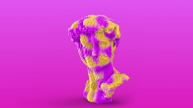 Old sculpture statue Abstract artifact Abstract Line Particles Wave 3D render  alpha channel (Egyptian,  Nefertiti, ARETHEUSE, Sphinx, NEPTUNE, DAVID statue  )