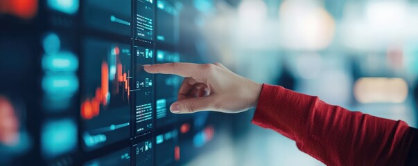 strategic marketing sales strategy trend analysis  concept. Interactive digital interface with analytics and data visualization.