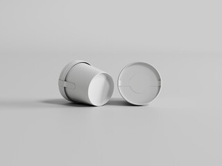 White Paper Food Containers with Lids on Gray Background