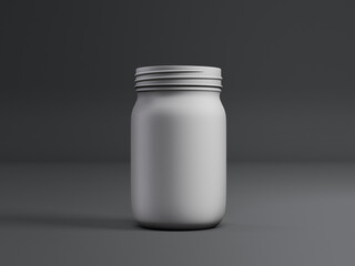 Matte White Mason Jar with Blank Label on Dark Background