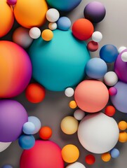 Multicolored Round Shapes with Matte Texture on Light Gray Background