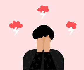 Sad depress man mental health issue illustration
