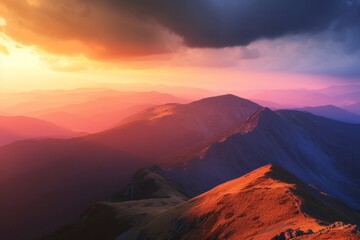 Stunning Mountain Landscape at Sunset Capturing Nature's Majesty