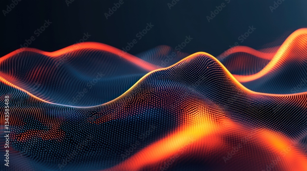 Poster abstract representation of waves formed from small colored dots