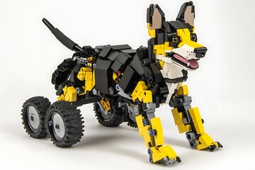 Obraz premium A robotic dog constructed from colorful plastic building blocks