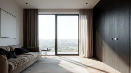 Fototapeta premium Minimalist design creating functional and stylish urban apartment solutions 