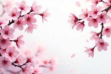 Fototapeta premium Intricate repeating sakura motif, light pink on white, print, repeat