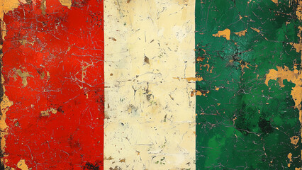 Distressed Italian Flag Inspired Textured Background with Red White and Green Colors with Weathered and Worn Appearance Creates an Aged and Grungy Effect