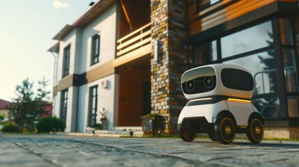 Autonomous delivery robot on its way to drop off an order