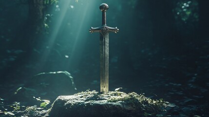 Legendary Excalibur Sword in Stone: Symbol of Courage and Power