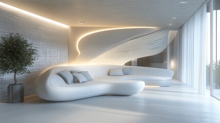 Streamlined Man Combining Walls and Ceiling - Modern Interior Design Concept