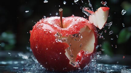 Shattered Apple in Water Splash