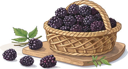 Blackberry vector design, Blackberry in basket on table Illustration vector design