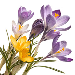 Fototapeta premium Spring Crocus Flowers: Purple, Yellow, White