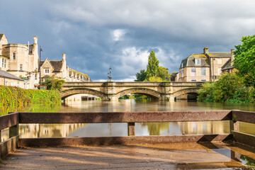Stamford bridge seen from the Town Meadows park. England