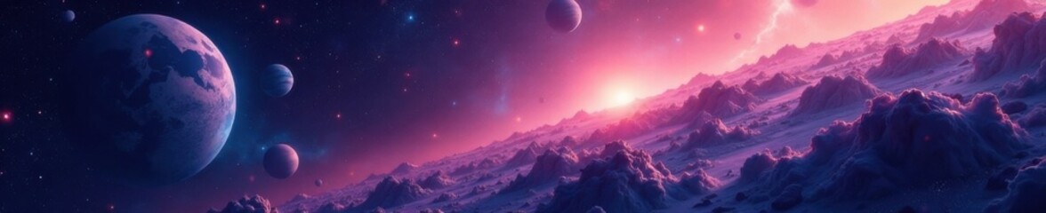 Cosmic scene with stars and planets background, space, universe, cosmos