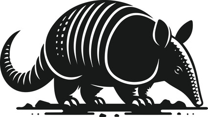 Armadillo sniffing the ground curiously silhouette