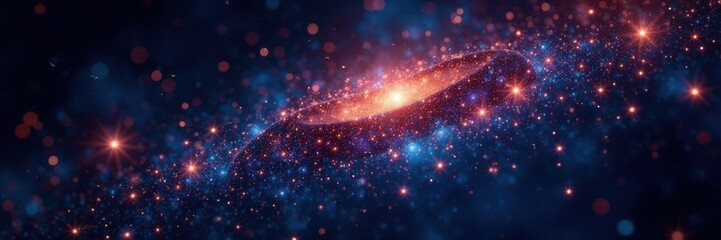 Shimmering starfield against a deep black backdrop , night, outer space