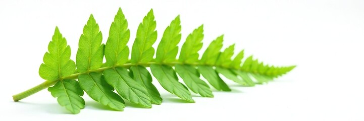Fototapeta premium A single fern leaf with veins on a white background, nature, fern
