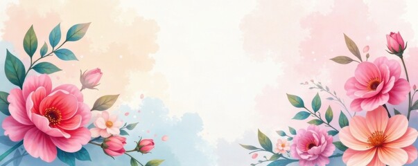 Watercolor floral background with pastel colors and subtle texture , design, textile